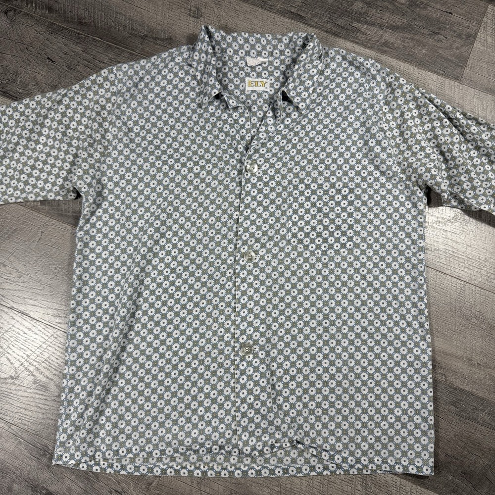 Vintage Ely Plains All Over Print 3 Button Long Sleeve Western Shirt Size Large - Picture 2 of 12